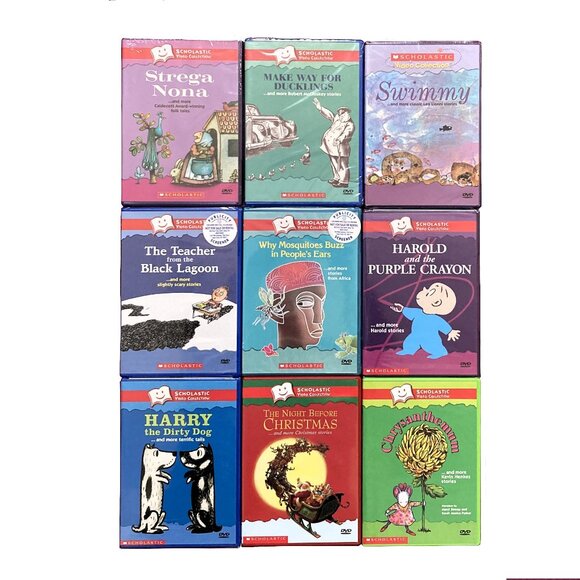 Scholastic Video Collection Stories. 9 DVDs (Over 30 Stories). 7 SEALED + 2 open